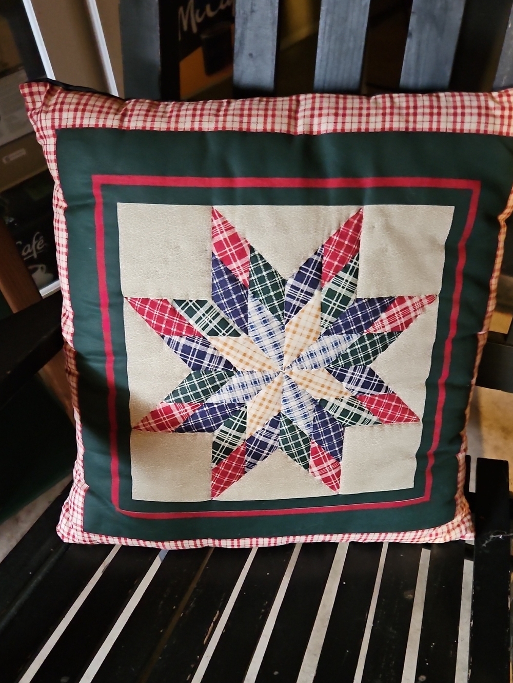 Plaid Star Patchwork Throw Pillow